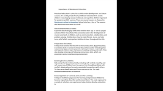 Importance of Montessori Education