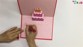 ساخت کارت پستال سه بعدی با طرح کیک تولد