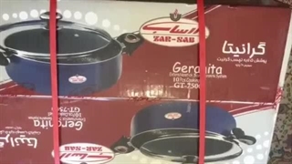 سرویس قابلمه گرانیتا زرساب 10 پارچه با در شیشه ای - اژدر کالا