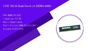 رم سرور اچ پی ای  HP/HPE 16GB Dual Rank x4 DDR4-2400با پارت نامبر 836220-B21