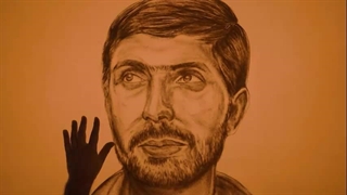 فرزند ایران | نقاشی شنی پرتره‌ شهید علی صیاد شیرازی