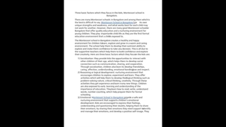 Three basic factors which they focus in the kids, Montessori school in Bangalore.