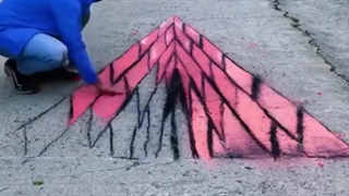 نقاشی سه بعدی یک گودال بر روی کف خیابان با آنی حامی Ani Hami