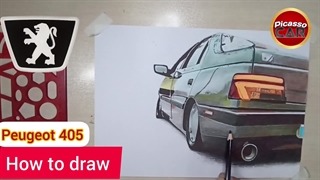 نقاشی پژو ۴۰۵ شوتی اسپرت | آموزش نقاشی پژو ۴۰۵