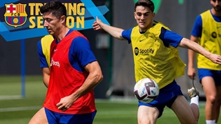 بازگشت بازیکنان بارسلونا به تمرین بعد از قهرمانی لالیگا