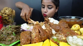 ASMR Eating Chicken Bhuna,Spicy Murgir Lal Jhol,Liver Curry,Egg,Rice Big Bites ASMR Eating Mukbang