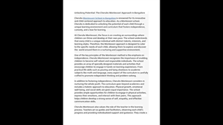 Unlocking Potential: The Cherubs Montessori Approach in Bangalore