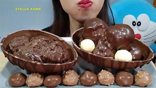 ASMR CHOCOLATE PROFITEROLE & MAGNUM BOMBONIERA ICE CREAM 먹방 Eating Sounds