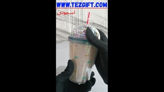 لیوان اسموتی نی دار - دو جداره و رنگبندی جذاب