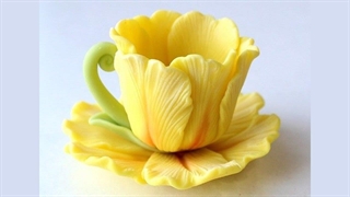 لیوان طرح گل با پوشش سرامیکی