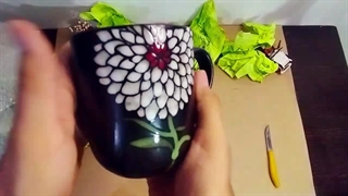 آنباکسینگ ماگ مدل گلدار مشکی فروشگاه پارادیزو