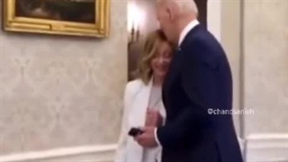 بایدن در دیدار رسمی ملونی نخست وزیر ایتالیا را بوسید